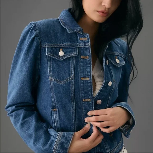 Anthro Pilcro puff sleeve denim jacket - XL - Picture 2 of 8